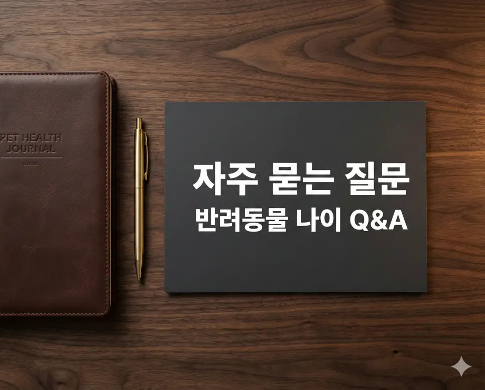 개 나이 계산기: 단순 7배는 틀렸다? 수의학 기준 강아지 고양이 나이 4 강아지 나이 계산법과 노령묘 관리법 등 집사들이 자주 묻는 질문을 정리한 FAQ 섹션 이미지