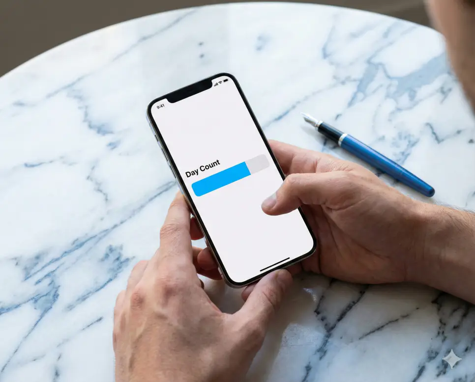 날짜 계산기 일수 기능을 통해 특정 기간의 총 일수를 정밀하게 확인하는 생생한 실사 이미지입니다.