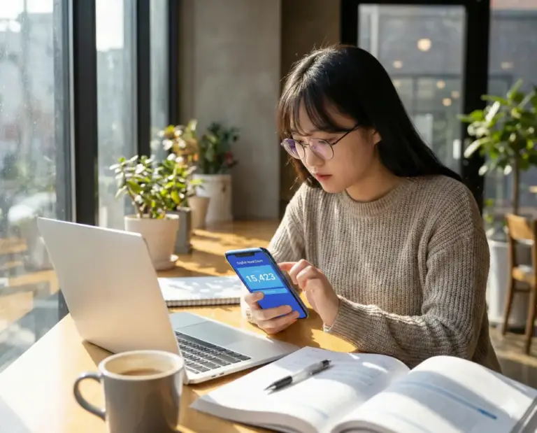 korean student writing english essay