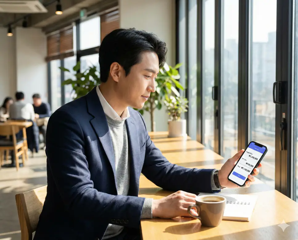 부가세 계산기 10% 자동 산출 : 부가가치세 계산 및 부가세 계산 초간편 도구 2 개인사업자가 부가세 계산기 앱을 통해 실시간으로 공급가액과 부가가치세를 산출하여 거래 대금을 확인하는 장면