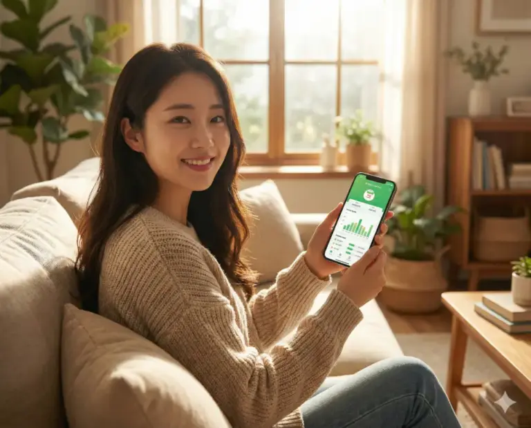 korean woman using birthday calculator app