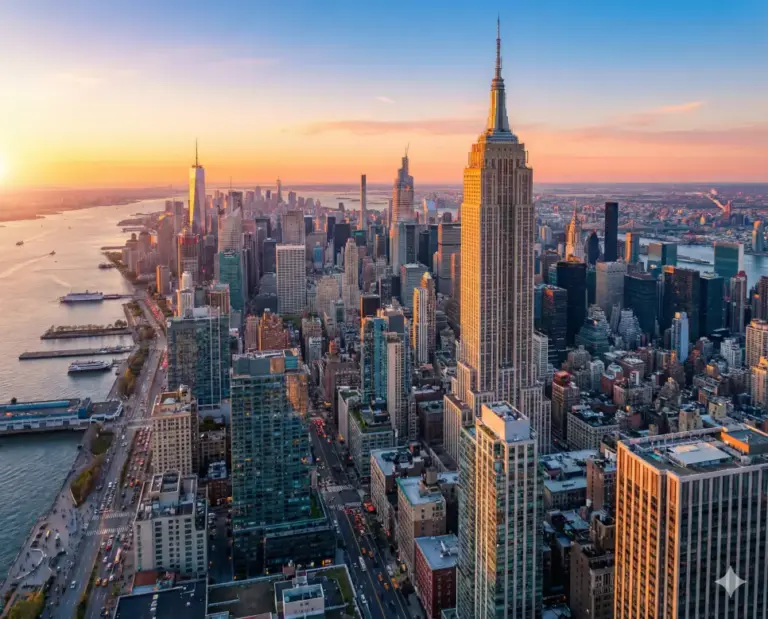 new york city morning skyline empire state