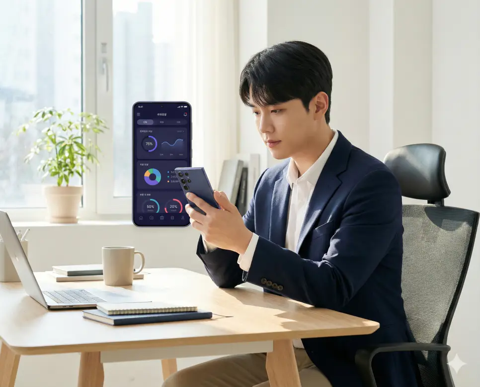퍼센티지 계산기 필수 체크 기능을 통해 실시간 비즈니스 지표를 산출하고 퍼센트 계산기로 수익률 상세 분석을 수행하는 이미지입니다.