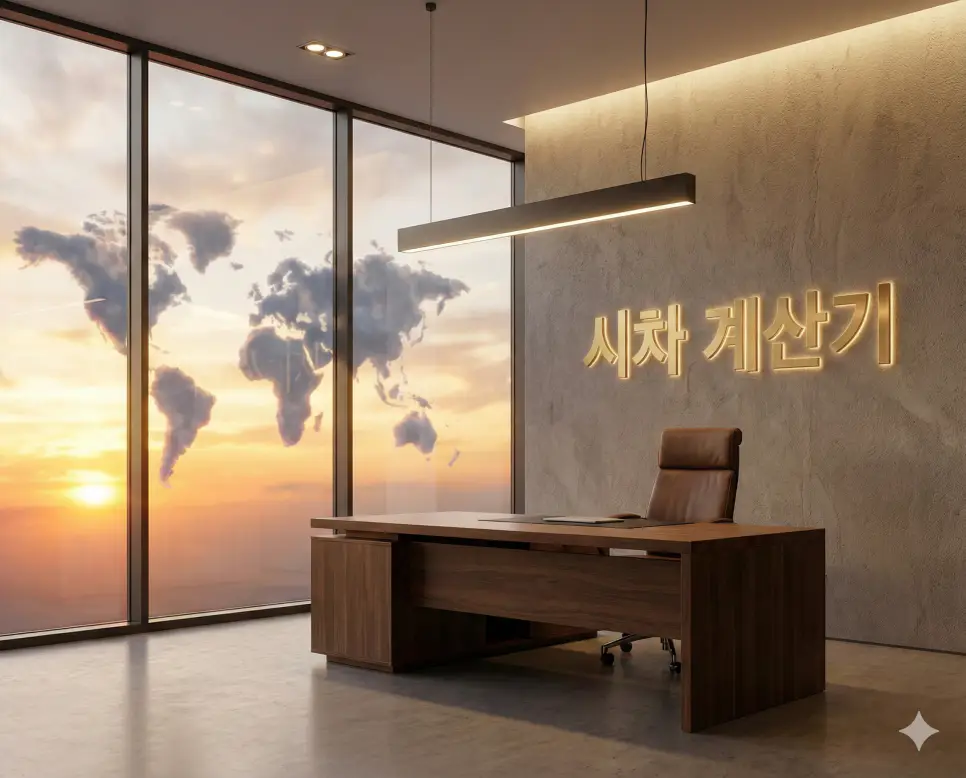 미국 서부 시간(PST)과 한국 시차를 한눈에 확인하는 프리미엄 시차 계산기 메인 이미지