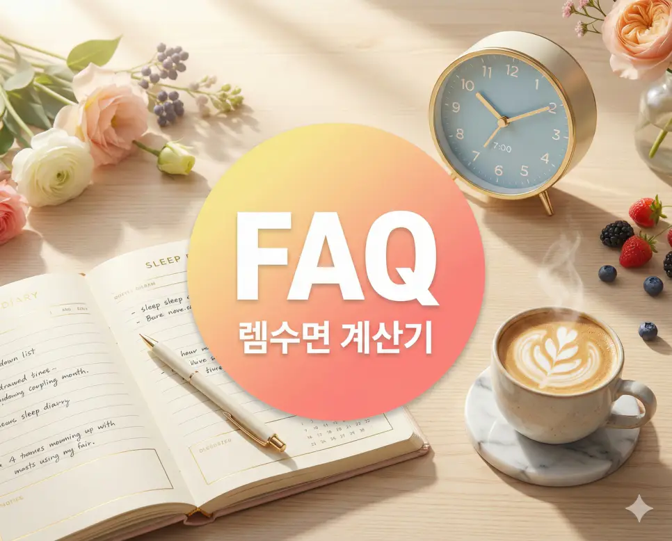 렘수면 계산기로 확인하는 적정 수면시간! 아침이 개운한 수면시간 만들기 4 렘수면 계산기 및 수면시간 계산기 관련 자주 묻는 질문 FAQ 섹션 안내 이미지