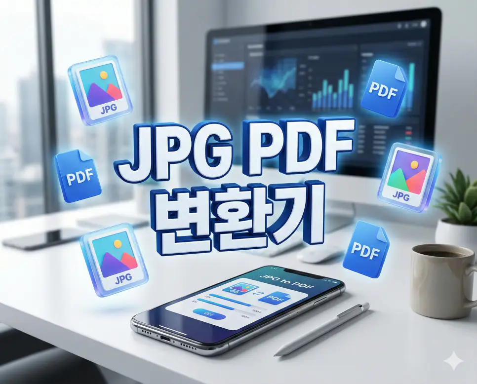 여러 장의 JPG 이미지를 고화질 PDF 파일로 즉시 합쳐주고 변환해주는 프리미엄 JPG PDF 변환기 메인 비주얼 이미지
