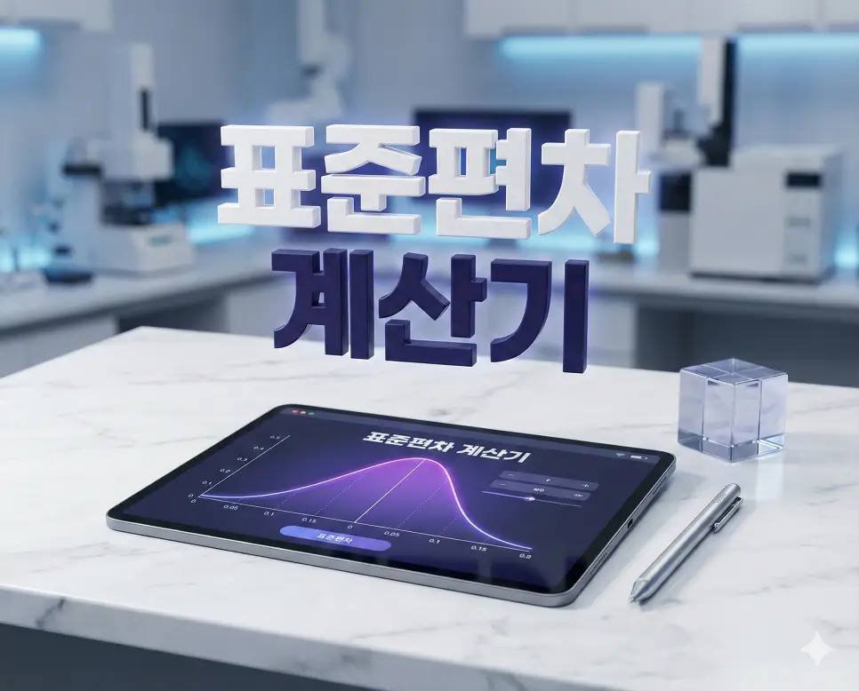 표준편차 계산기 : 표본 및 모집단 분산·정규분포 시각화 도구 1 정규분포 곡선 시각화 기능을 포함한 프리미엄 표준편차 계산기의 메인 시뮬레이션 비주얼 이미지