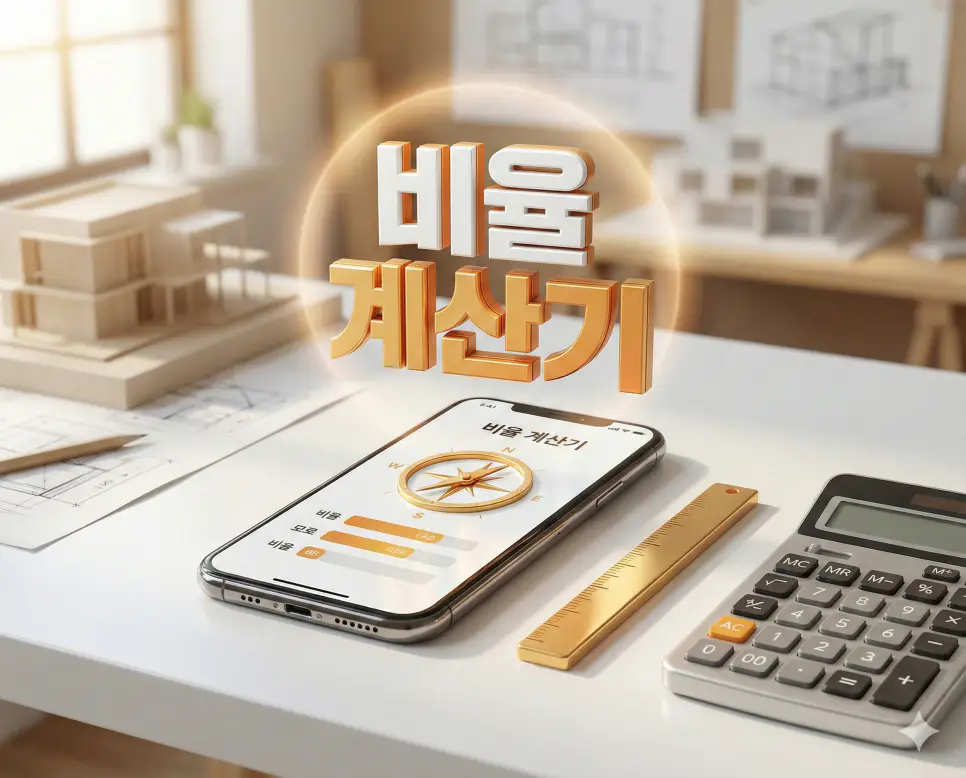 비례식과 퍼센트 계산을 지원하는 만능 비율 계산기의 메인 시뮬레이션 비주얼 이미지